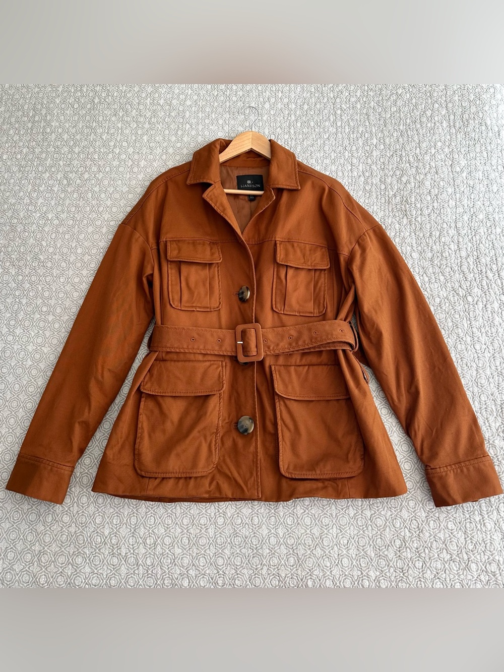 Banana Republic x Harbison Safari Belted Utility Jacket Rust Brown Oversized XS - Picture 7 of 15